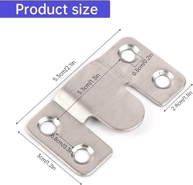 4 Pairs Interlocking Flush Mount Bracket Picture Hanging Hooks Stainless Steel Heavy Duty Photo Frame Hook Large Picture Hanger Hanging Buckle Furniture Connector Headboard Wall Mounting Hardware