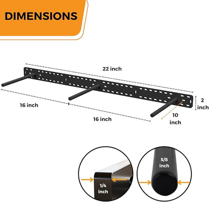 HÜNGSMART Floating Shelf Brackets - - 2 x 38 inch Heavy Duty Steel Hidden Shelves (to 400lbs) - - Multi Slot Baseplate for Easy Fast Fitting - - Incl Hardware & Drilling Jig - - (10 inch Rods)