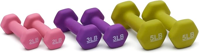 Amazon Basics Neoprene Dumbbell Hand Weights for Exercise and Muscle Toning