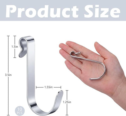 10pcs J Hooks for Wire Shelving 3.5 Inch Large Silver Heavy Duty Metal Shelf Hooks for Wire Shelves Racks Closet Shelving Accessories