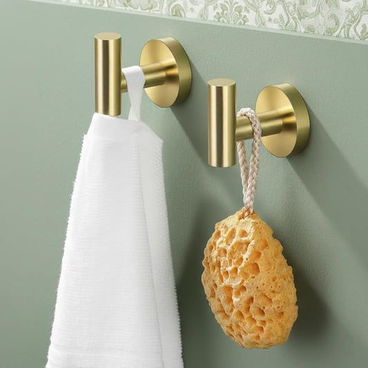 KES Bath Towel Hook Robe Hook for Bathroom Kitchen Wall Mount SUS 304 Stainless Steel Brushed Gold 2 Pack, A2164-BZ-P2