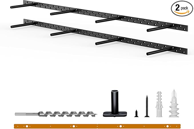 2pcs Floating Shelf Bracket Heavy Duty Floating Mantel Bracket Black Metal Decorative Floating Shelf Hardware Hidden Shelving Mounting Brackets (43″X8″X1″)