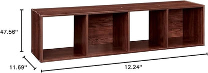 ClosetMaid Cubeicals 4 Cube Storage Shelf Organizer Bookshelf, Stackable, Vertical or Horizontal, Easy Assembly, Wood, Dark Cherry Finish
