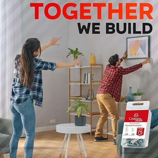 50Pcs Self Drilling Drywall Anchors and Screws kit #8 x 1-1/4”- Superb Wall Anchors for Drywall, Holds Upto 75lbs – No Drill Hole Required with These Drywall Screws and Anchors