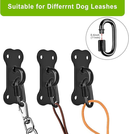 Dog Leash Holder for Wall, Heavy Duty Hook for Lead Management, Easy to Install, Fully Welded Hook for Indoor & Outdoor Use, Black, 2 Pack