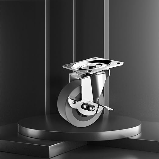 2" Caster Wheels, Casters Set of 4, Heavy Duty Caster with Brake, Locking Castors with Rubber Wheel，Plate Swivel Caster Wheels for Furniture Cart and Workbench