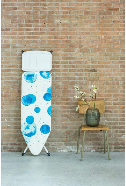 Brabantia Size C Ironing Board (49x18 in) 7 Height Options, Solid Steam Unit Rest Holder (Ice Water) Non-Slip Feet, Anti-Collapse Child Locks