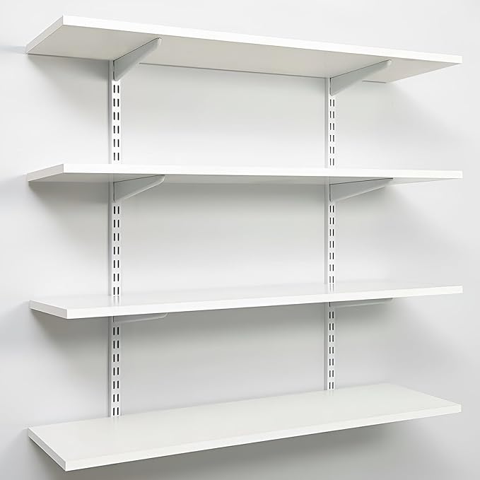 10 Pack 14.5 Inch Adjustable Shelf Brackets, Heavy Duty Wire Shelving Brackets, Locking Shelf Bracket for Double Track System Closet Organization