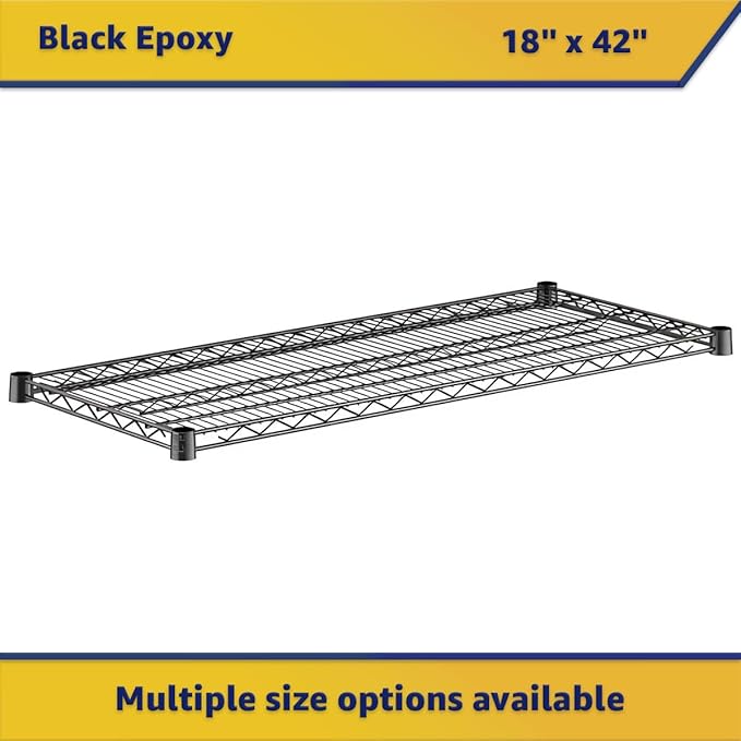 2-Pack Black 18" x 42" Additional Wire Shelf for Shelving Units, Replacement Shelves for Wire Rack