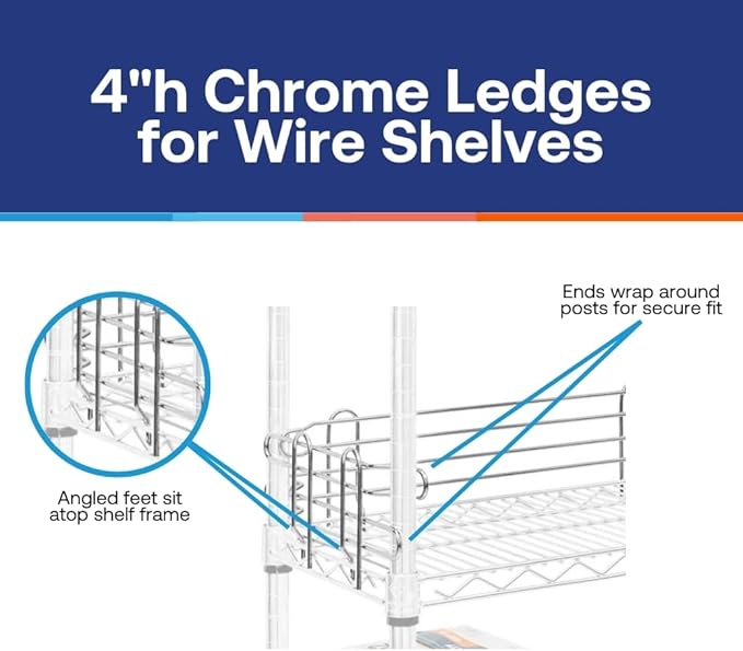 SI Shelving Inc. 42" w Ledge for Wire Shelving, 4 Count