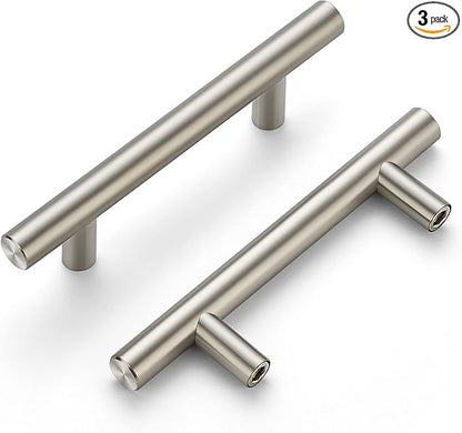 Ravinte 3 Pack 5" Cabinet Pulls Brushed Nickel Stainless Steel Kitchen Drawer Cupboard Pulls Cabinet Handles 5" Length with 3" Hole Center