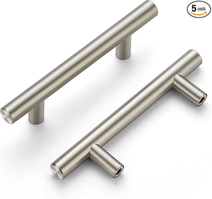 Ravinte 5 Pack | 5'' Cabinet Pulls Satin Nickel Stainless Steel Kitchen Drawer Pulls Cupboard Pulls Brushed Nickel Cabinet Handles 5”Length with 3” Hole Center