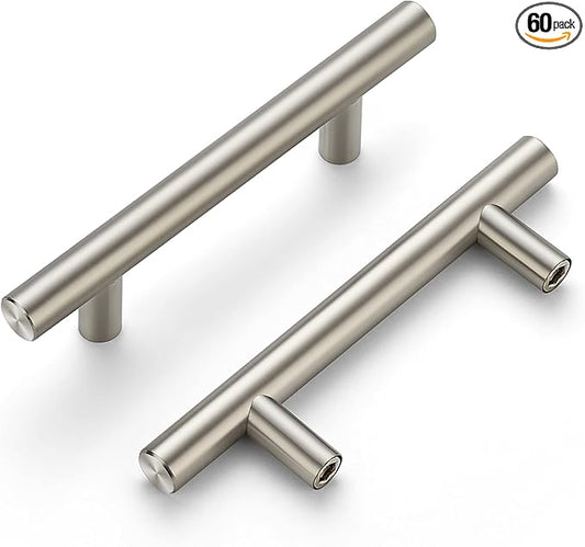 Ravinte 60 Pack 5" Cabinet Pulls Brushed Nickel Stainless Steel Kitchen Drawer Cupboard Pulls Cabinet Handles 5" Length with 3" Hole Center
