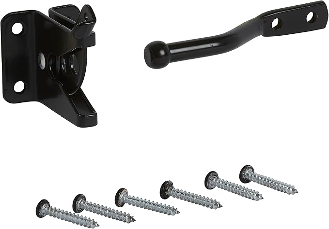 National Hardware Automatic Gate Latch, Black, 4 in Strike, Model N184-861, For Outswing Gates Doors Animal Pens