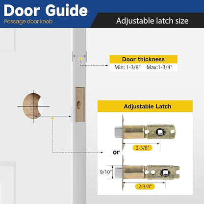 Passage Door Knob - Closet Door Knobs, Keyless Doorknob Interior Door Knob Without Lock for Hallway, Satin Nickel