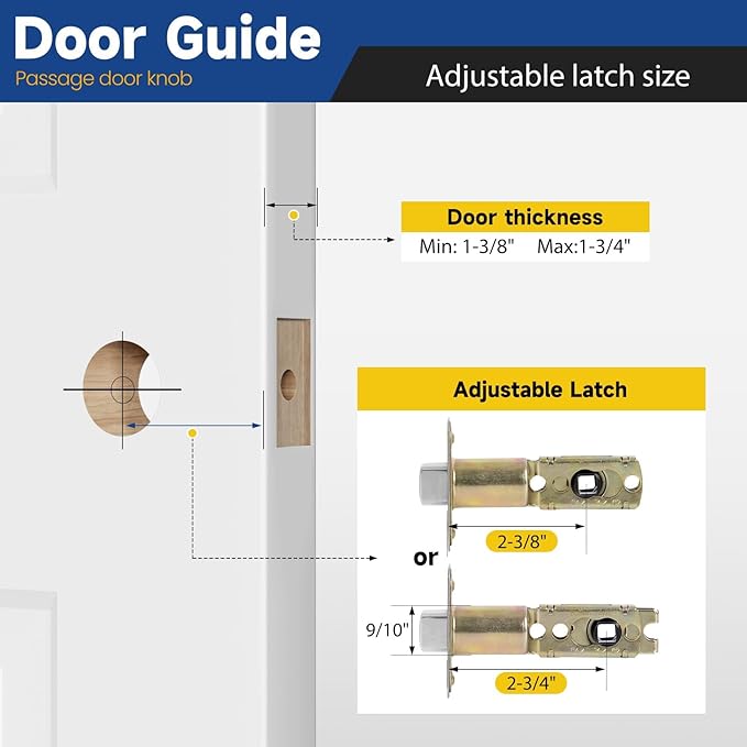 Passage Door Knob - Closet Door Knobs, Keyless Doorknob Interior Door Knob Without Lock for Hallway, 3 Pack, Satin Nickel
