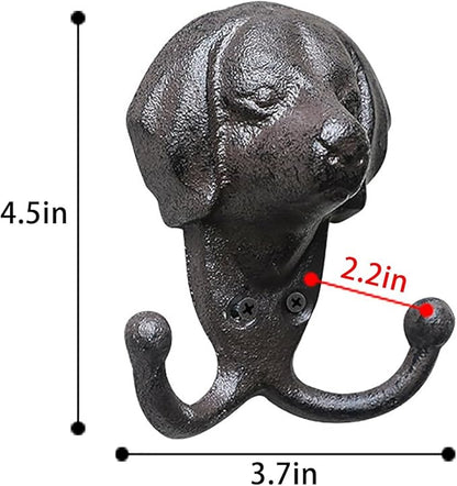 1 Pack Dog Leash Holder for Wall, Dog Coat Hooks, Animal Head Hooks（Dog's Head）
