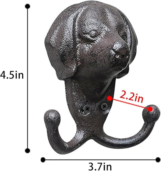1 Pack Dog Leash Holder for Wall, Dog Coat Hooks, Animal Head Hooks（Dog's Head）