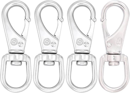 SHONAN 3.5 Inch Stainless Steel Flag Clips for Flagpole Rope- 4 Pack Diving Clips Flag Pole Clips, Swivel Snap Hooks for Dog leashes, Keychains, Boat Ropes, Bird Feeders