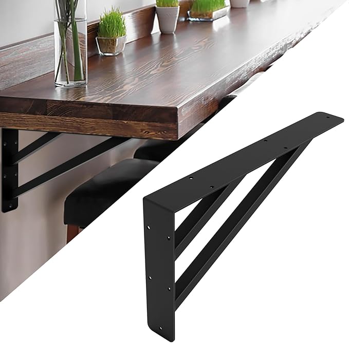 2Pcs Shelf Bracket Countertop Support Brackets 16 Inch Heavy Duty Floating Shelf Bracket Corbels for Countertops, Fireplace Metal Brackets for Shelves Tops Cabinetry Work Bench