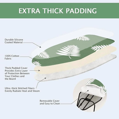 SheeChung 12.5"x32" Small Ironing Board Cover and Pad,Fits Mini Table Top Ironing Board,Extra Thick Padding,Elastic Cord&Fasteners,Heat Resistance(Ironing Board Not Included)
