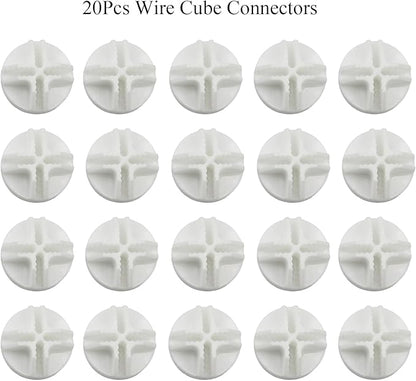 20Pcs Wire Cube Connectors, White Wire Grid Storage Cubes Shelf Connectors 3.6cm Plastic Connectors for Wire Cube Storage Shelving Unit and Modular Closet Organizer, SATONBEYI