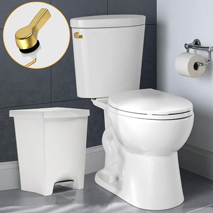 Hibbent Universal Metal Side Mount Toilet Handle Replacement Kit, Brass Toilet Flush Tank Lever with Stainless Steel Flapper Chains for Most Toilets, Brushed Gold