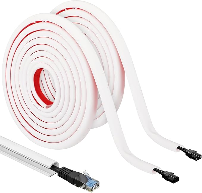 Tatuo 2 Pcs Silicone Wall Wire Hider, 10 ft Each, Self-Adhesive Flexible Cord Hider Wall, Side Open Wire Covers Cable Concealer for Mounted TV, Home Office Management (0.6" W x 0.4" H)