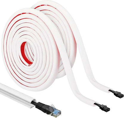 Tatuo 2 Pcs Silicone Wall Wire Hider, 10 ft Each, Self-Adhesive Flexible Cord Hider Wall, Side Open Wire Covers Cable Concealer for Mounted TV, Home Office Management (0.6" W x 0.4" H)