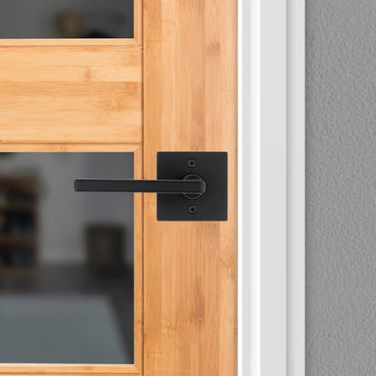 Kwikset Halifax Dummy Door Handle, Single Sided Lever for Closets, French Double Doors, and Pantry, Matte Black Non-Turning Reversible Interior Push/Pull Lever, with Microban Protection