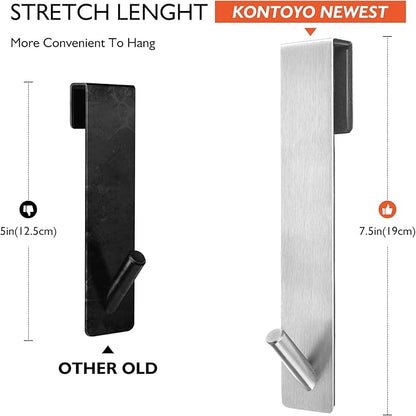 Shower Door Hooks(7.5 Inch),Extended Over Door Hooks for Bathroom Frameless Glass Shower Door,Stainless Steel Towel Hooks,Heavy Duty Rack Hooks for Robe,Towel-3 Pack-Silver