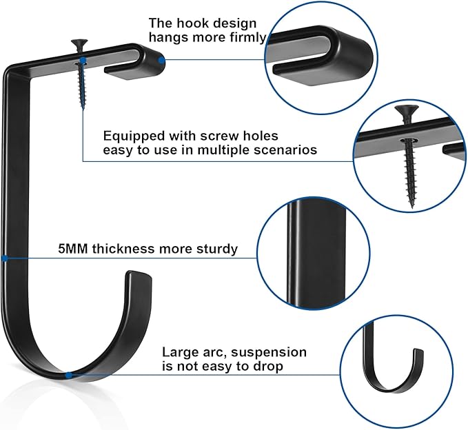 Ferraycle 12 Pcs Add on Storage Hook Accessory Overhead Garage Hooks for Ceiling Rack and Wall Shelving, Bike Hanging Flat, Black
