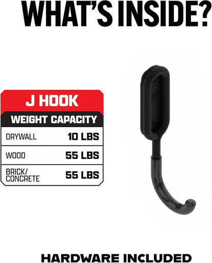 Smart T Garage Storage Wall Hook | 1.5" J-Hook for Garage Organization, Heavy Duty Organizer Wall Mount or Shelving Hooks