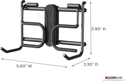 ClosetMaid MaxLoad 5-Pack Garage Hooks & Hangers Wall Mount Heavy Duty Storage for Cords, Power Equipment, Long Handle Tools, Cords, Hoses, Shovels, Black