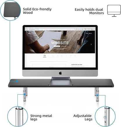 suptek Dual Monitor Stand Riser,Large Monitor Laptop Stand Riser 3 Adjustable Heights Computer Stand for Laptop, Printer, Notebook(MST016L)
