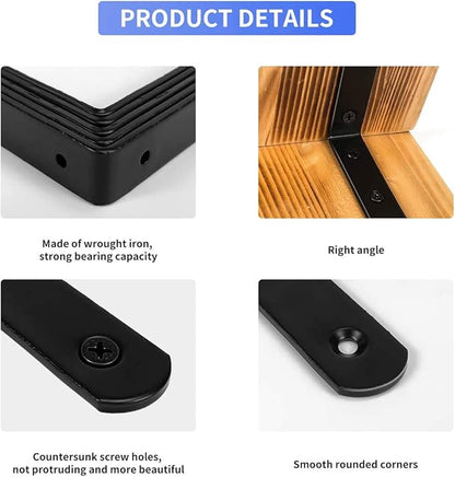 20 PCS Black Corner Bracket Heavy Duty Shelf Brackets 5 x 3 Inch L Corner Brace Joint Angle Bracket for Shelves, Furniture Cabinet Bookshelf with Screws