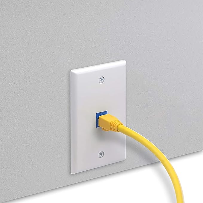 4 Pairs Ethernet Wall Plate Cat6 1 Port Keystone Jack Wall Plate with RJ45 Coupler Outlet Connector and Single Gang Low Voltage Mounting Bracket