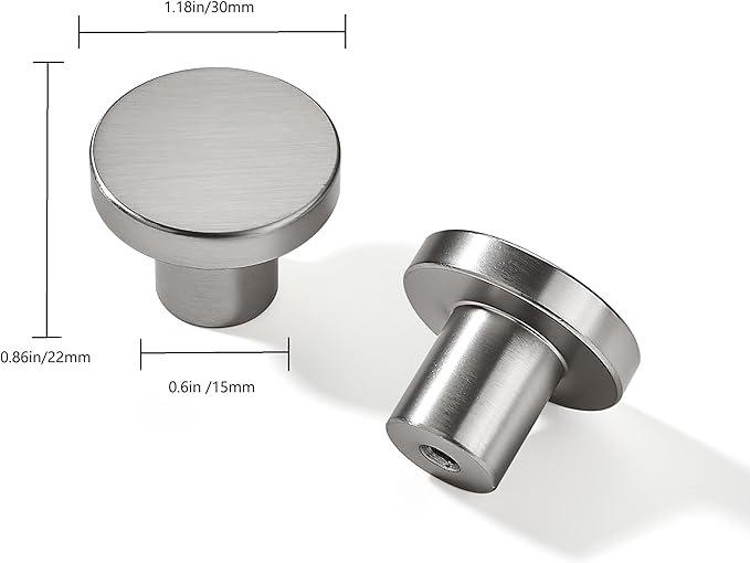 khtumeware 5 Pack Satin Nickel Cabinet Knobs - 1-1/5 Inch Round Drawer Pulls for Kitchen Cabinet Hardware Dressers Knobs and Closets