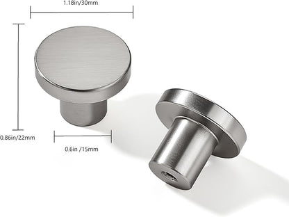 khtumeware 5 Pack Satin Nickel Cabinet Knobs - 1-1/5 Inch Round Drawer Pulls for Kitchen Cabinet Hardware Dressers Knobs and Closets