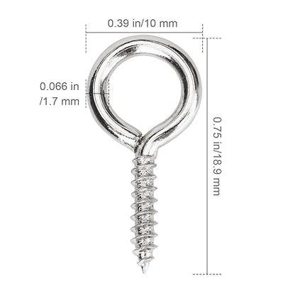 Aovchei Eye Screws, 100PCS 0.75 inches 304 Heavy Duty Stainless Steel Screw Hooks, Self Tapping Eye Bolts, Indoor & Outdoor for Hanging Artwork