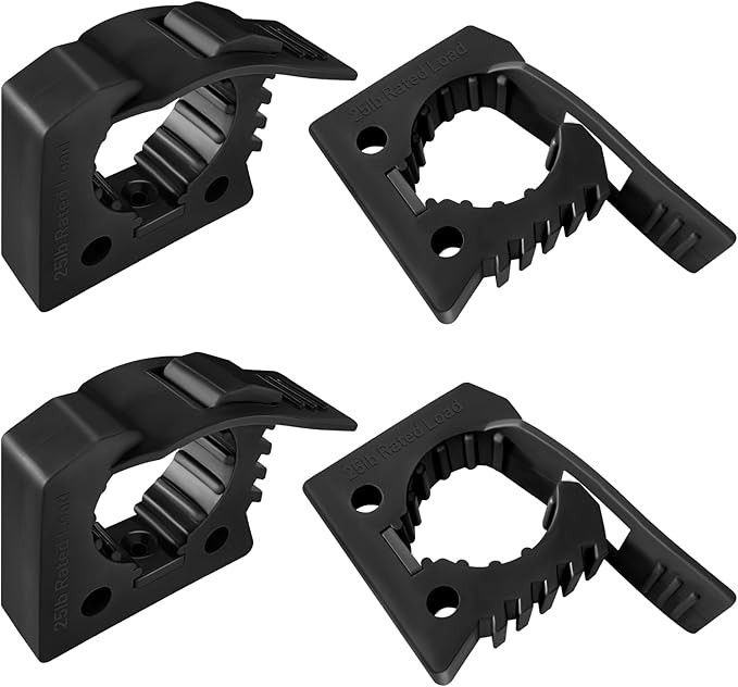 ROBLOCK 4 Pack Heavy Duty Rubber Tool Clips - 1.25" to 1.75" Tool Holder for Shovel, Axe, Hoe – Quick Release Mount for Truck Bed, Roof Rack, Jeep, ATV, UTV – Scratch-Free Storage