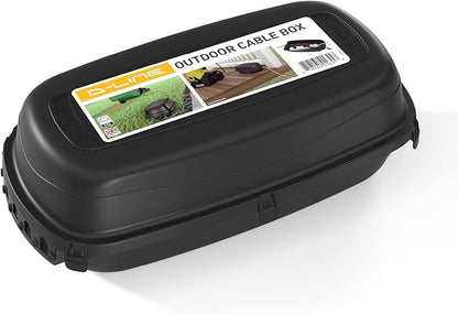 D-Line Weatherproof Electrical Box, Outdoor Extension Socket Box, IP54, 2X Entry and Exit Sections for Ease of Use - Black