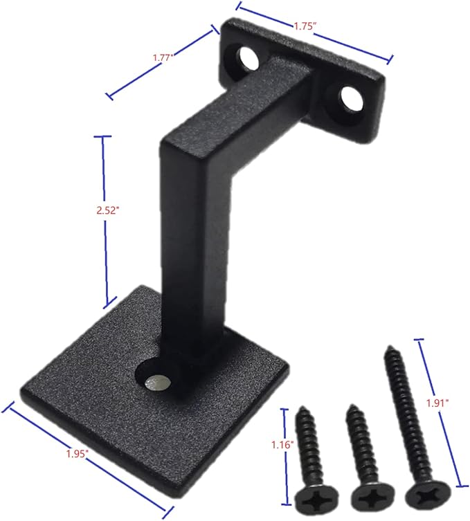 Square Handrail Brackets for Staircase Stair Railing Brackets with Screws (Pack of 5) (Textured Black)