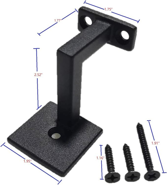 Square Handrail Brackets for Staircase Stair Railing Brackets with Screws (Pack of 5) (Textured Black)