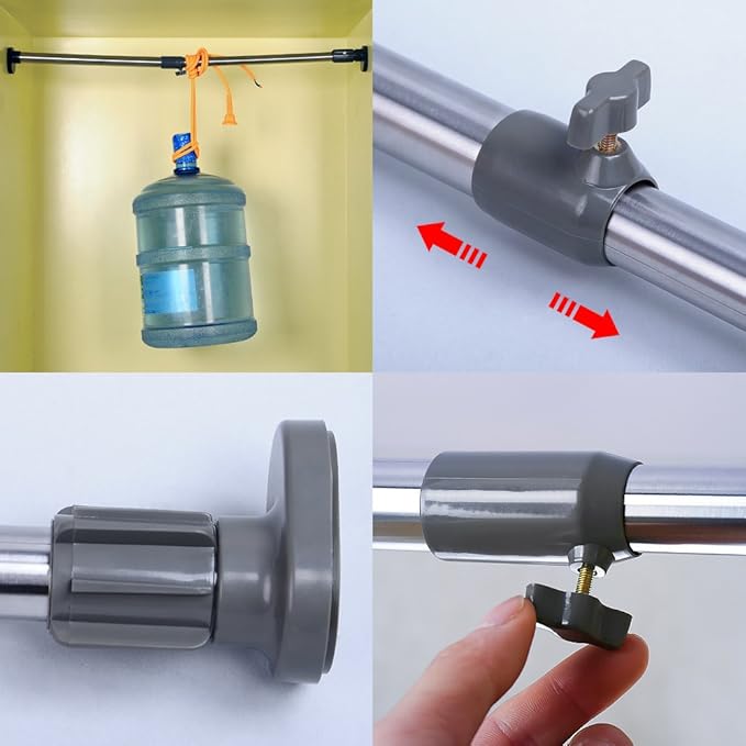 BAOYOUNI Adjustable Shower Curtain Rod Closet Wardrobe Tension Rail Window Curtain Hanging Bar 25.4mm Diameter for Bathroom Kitchen Balcony (Grey, 28-47 Inches)