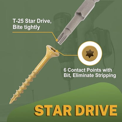 LIONMAX Deck Screws #14 x 8 Inch, 50 PCS, Long Wood Screw, Rust Resistant, Exterior Epoxy Coated for Outdoor Decking, Torx/Star Drive Head, T30 Star Bit Included