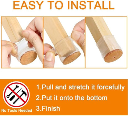 24 Pcs Chair Leg Floor Protectors for Hardwood Floors, Silicone Covers with Felt Pads, Furniture Leg Caps, Reduce Noise, Anti-Scratch, Fit (15/16" to 1-5/16")