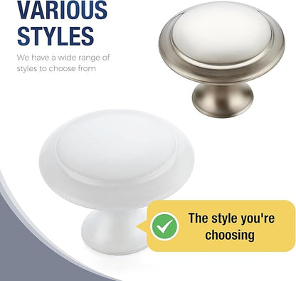 JOY DECOR 30 Pack White Cabinet Drawer Hardware 30mm Kitchen Cabinet Knobs Drawer Pulls with Installation Screws for Dressers Kitchens Cupboard