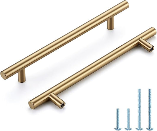 Champagne Bronze Cabinet Handles 6-1/4 Inch Hole Center Stainless Steel Drawer Pulls for Cabinets, Dresser, Bathroom 45 Pack