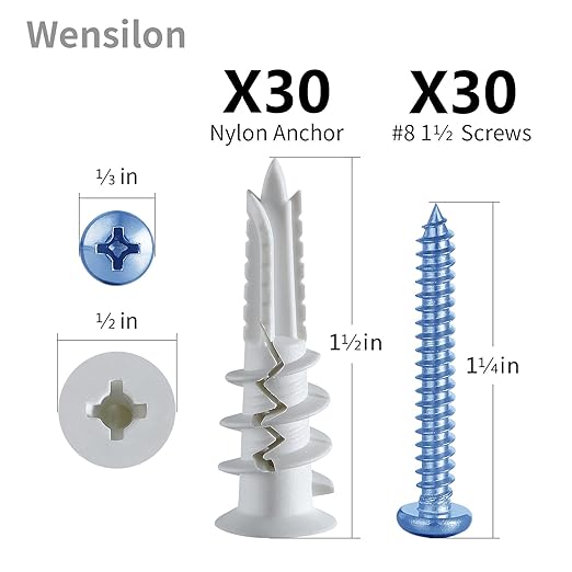 Wensilon(616 pcs) Phillips Truss Head Wood Screws、Self Tapping Screws、Concrete Screws with Drywall Plastic Anchors Assortment Kit